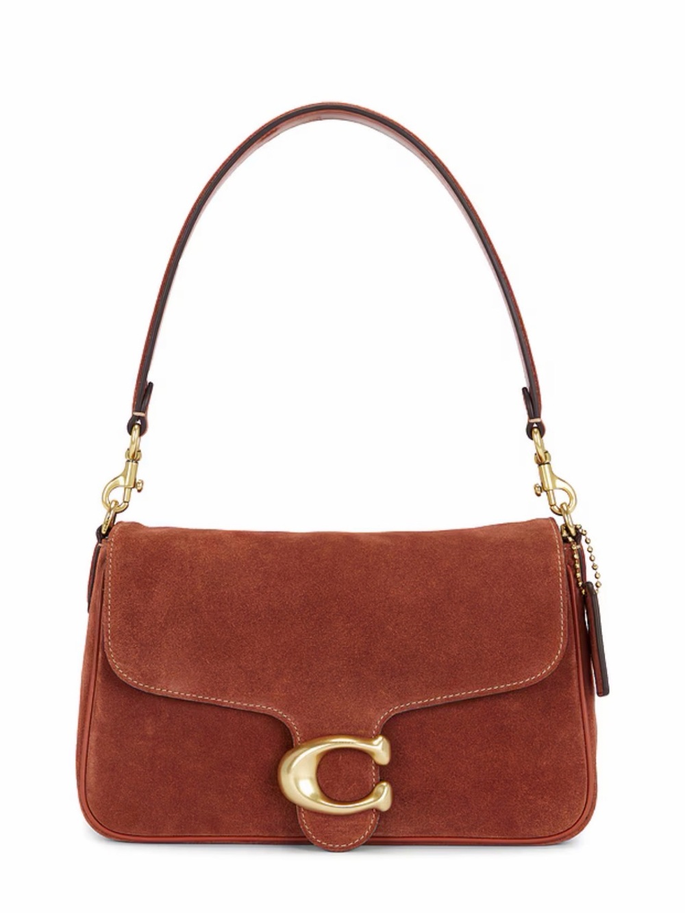 Coach Suede Shoulder Bag in Chestnut Brown with Gold Hardware